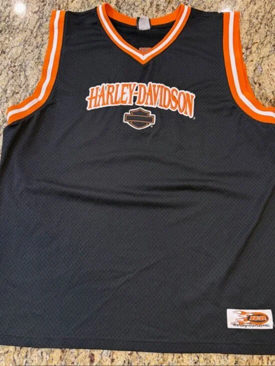 🏍️ VTG Harley-Davidson Mesh Basketball Jersey Tank Mens Large Biker Roeder Ohio - Picture 1 of 13